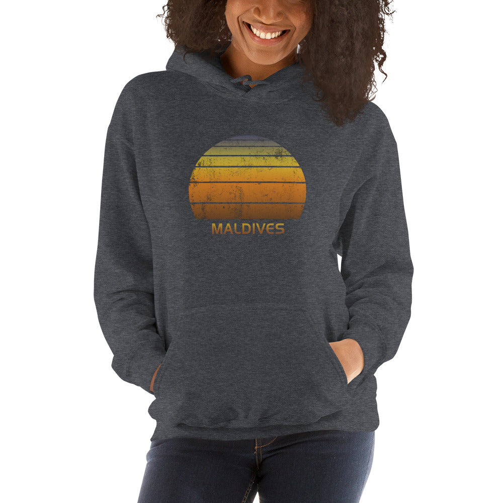 Retro Maldives Vintage Sunset Vacation Souvenir Unisex Hoodie Top Sweatshirt