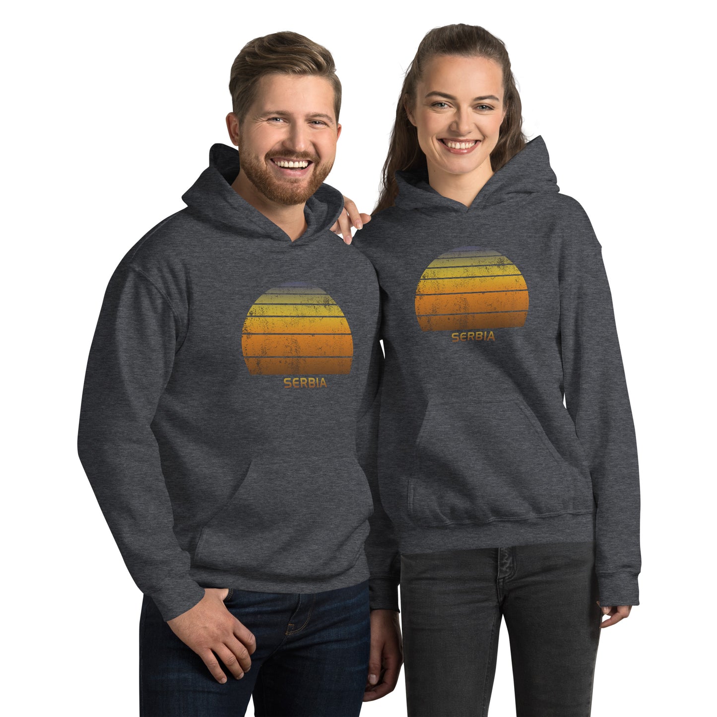 Retro Serbia Sunset Native Vacation Souvenir Stylish Unisex Hoodie Top Sweatshirt