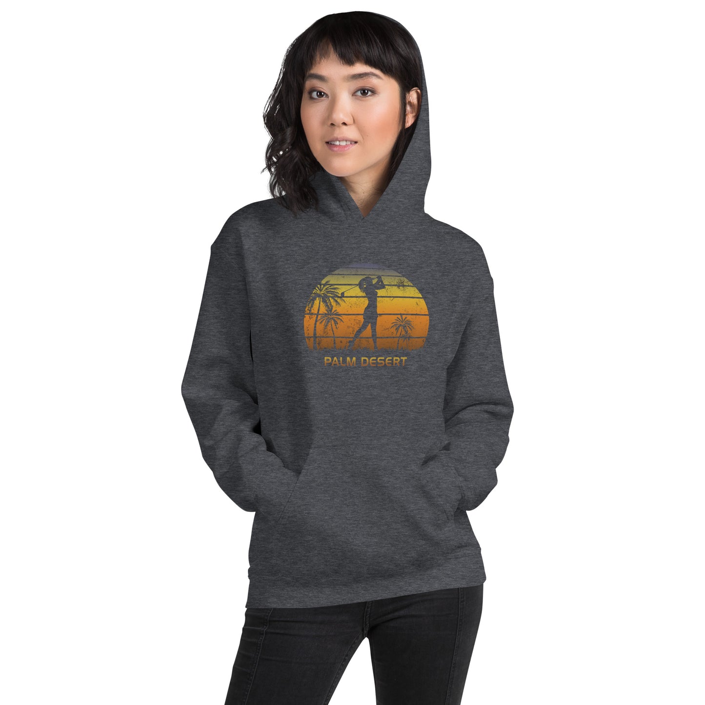 Retro Palm Desert California Women's Golf Golfing Fan Female Unisex Hoodie Top Sweatshirt