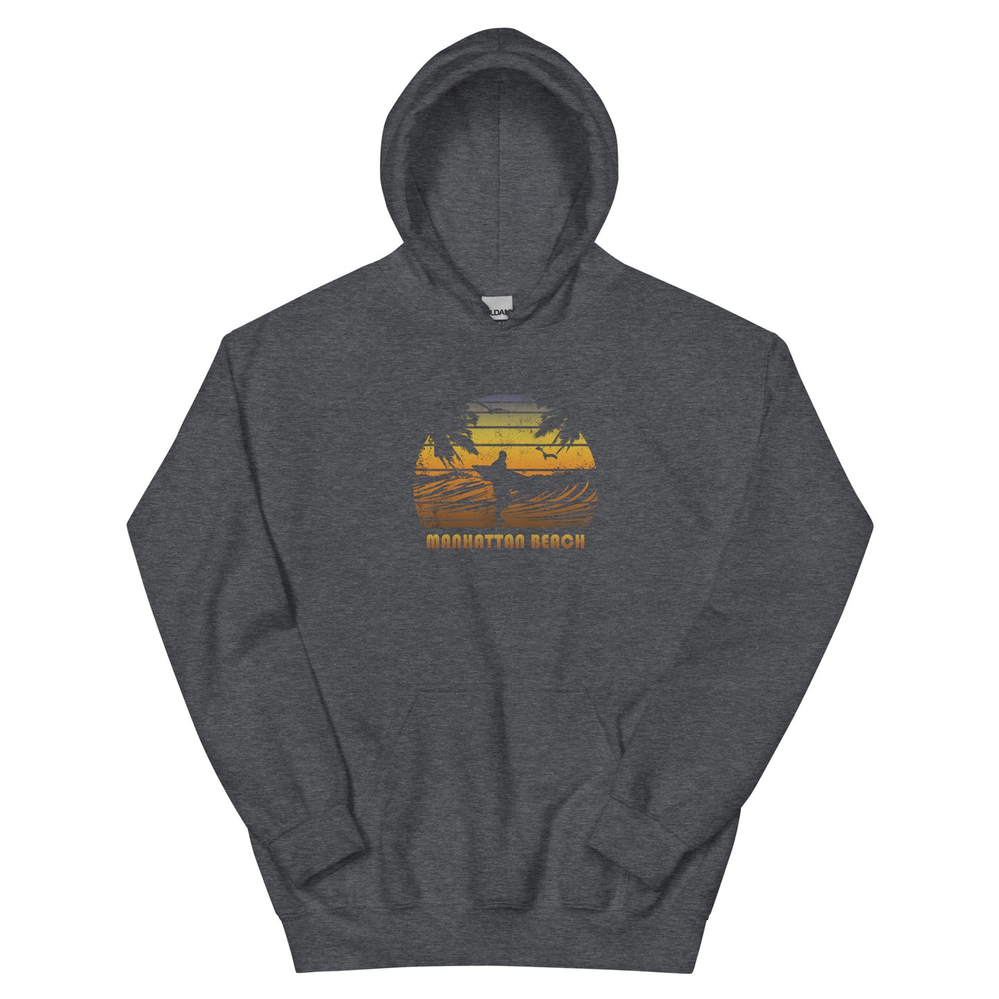 Retro Manhattan Beach California Unisex Hoodie Top Sweatshirt Surfing Fan Surfer Sunset Souvenir