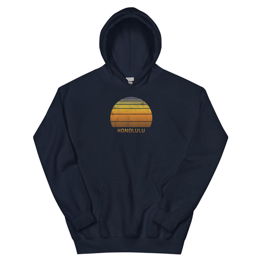 Retro Honolulu Oahu Hawaii Sunset Vacation Souvenir Unisex Hoodie Top Sweatshirt