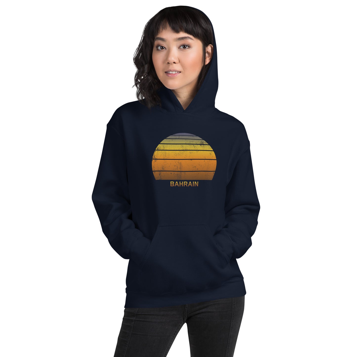 Retro Bahrain Sunset Native Vacation Souvenir Stylish Unisex Hoodie Top Sweatshirt