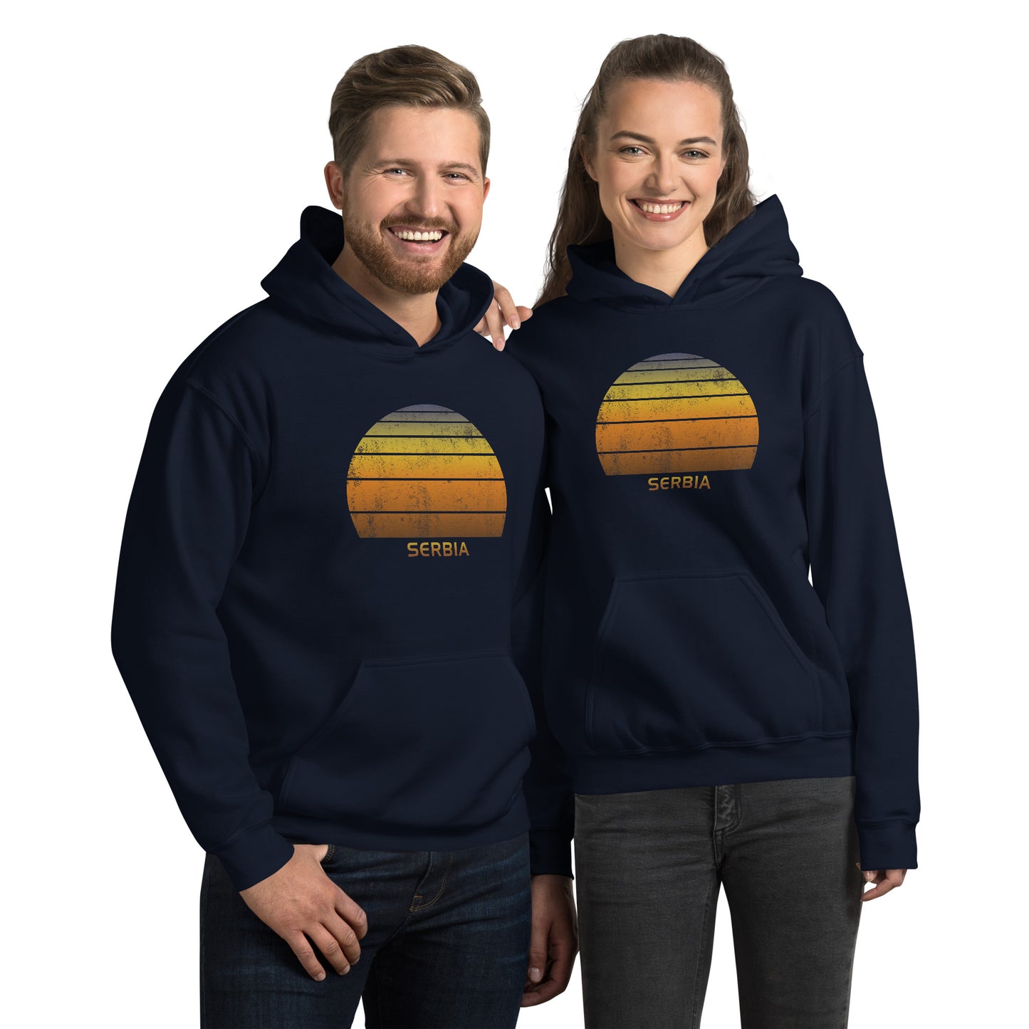 Retro Serbia Sunset Native Vacation Souvenir Stylish Unisex Hoodie Top Sweatshirt