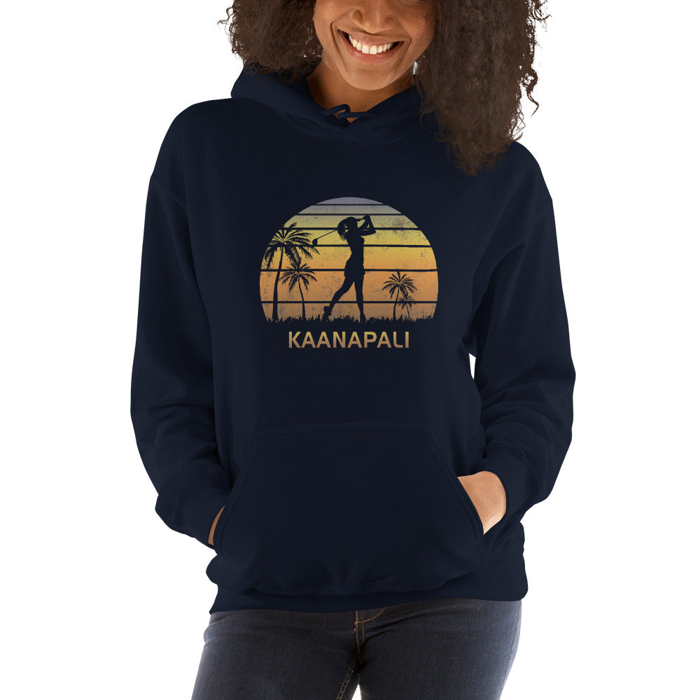 Retro Kaanapali Hawaii Women's Golf Golfing Fan Female Golfer Unisex Hoodie Top Sweatshirt