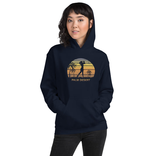 Retro Palm Desert California Women's Golf Golfing Fan Female Unisex Hoodie Top Sweatshirt