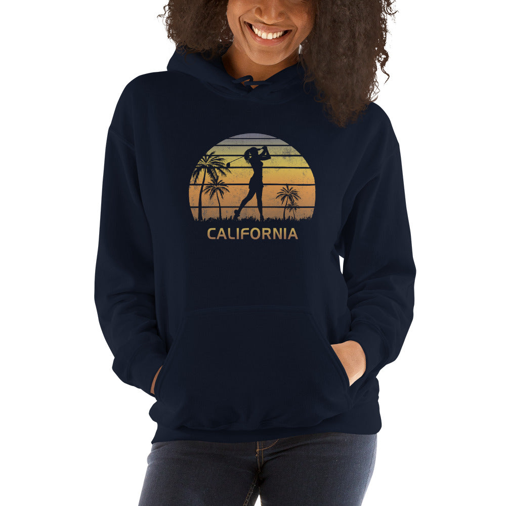 Retro California Women's Golf Golfing Fan Female Golfer Unisex Hoodie Top Sweatshirt