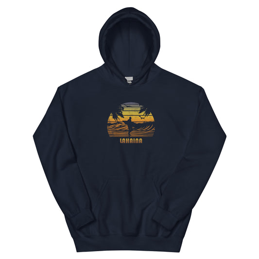 Retro Lahaina Maui Hawaii Surfing Fan Surfer Beach Sunset Souvenir Unisex Hoodie Top Sweatshirt