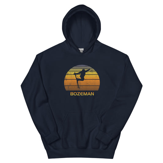 Retro Bozeman Ski Fan Skier Gift Skiing Sunset Vintage Sunrise Unisex Hoodie Top Sweatshirt