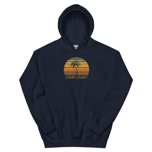 Retro Ivory Coast Africa Vintage Sunset Beach Vacation Souvenir Unisex Hoodie Top Sweatshirt