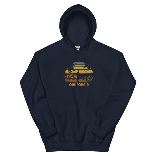 Retro California Surfing Fan Surfer Beach Sunset Souvenir Unisex Hoodie Top Sweatshirt