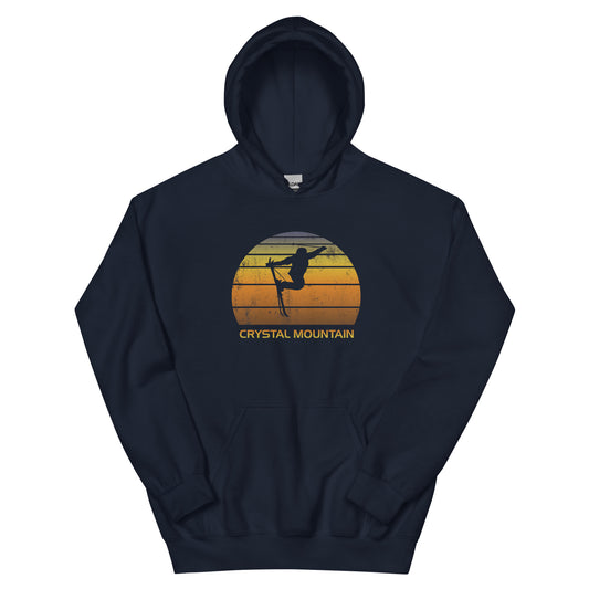 Retro Crystal Mountain Ski Fan Skier Skiing Sunset Vintage Unisex Hoodie Top Sweatshirt