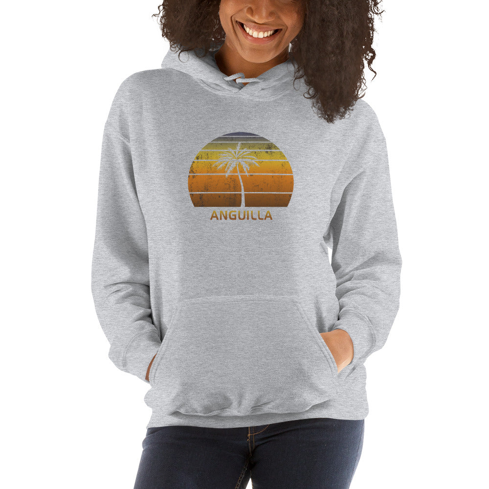 Retro Anguila Vintage Sunset Beach Vacation Souvenir Unisex Hoodie Top Sweatshirt