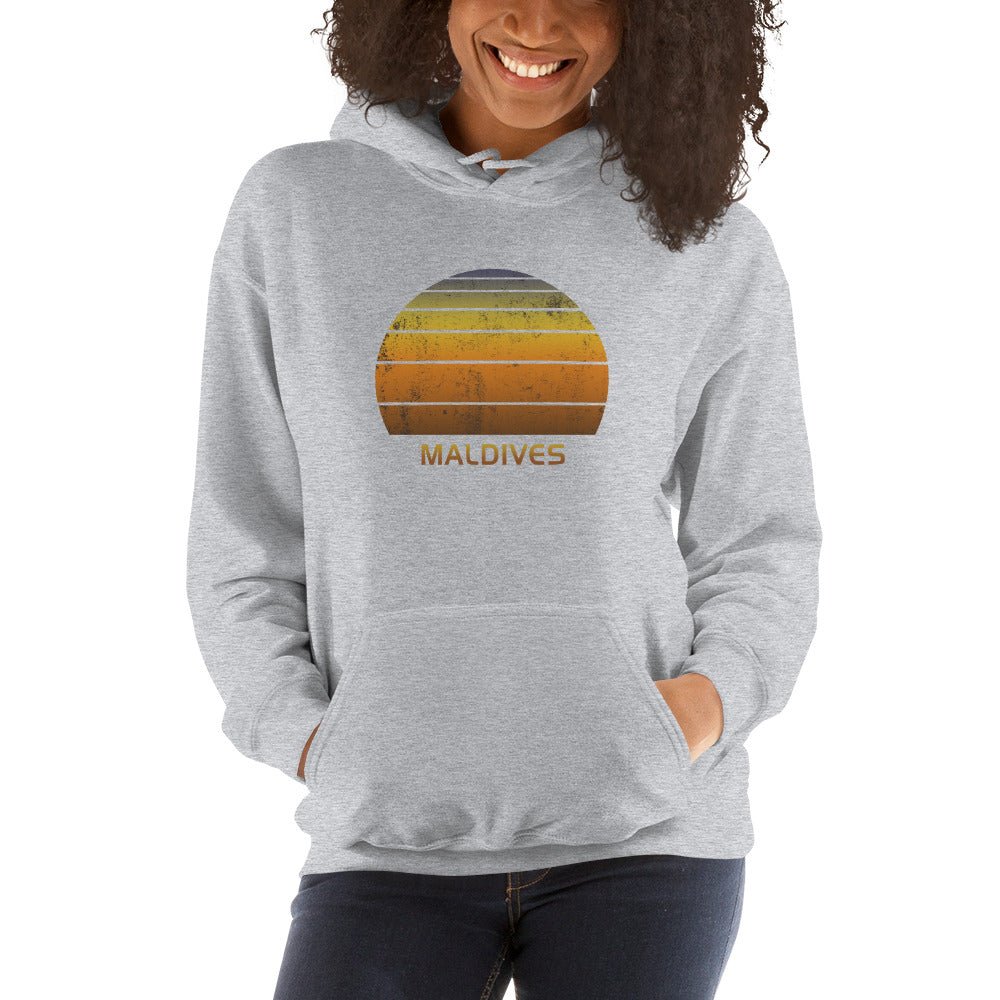 Retro Maldives Vintage Sunset Vacation Souvenir Unisex Hoodie Top Sweatshirt