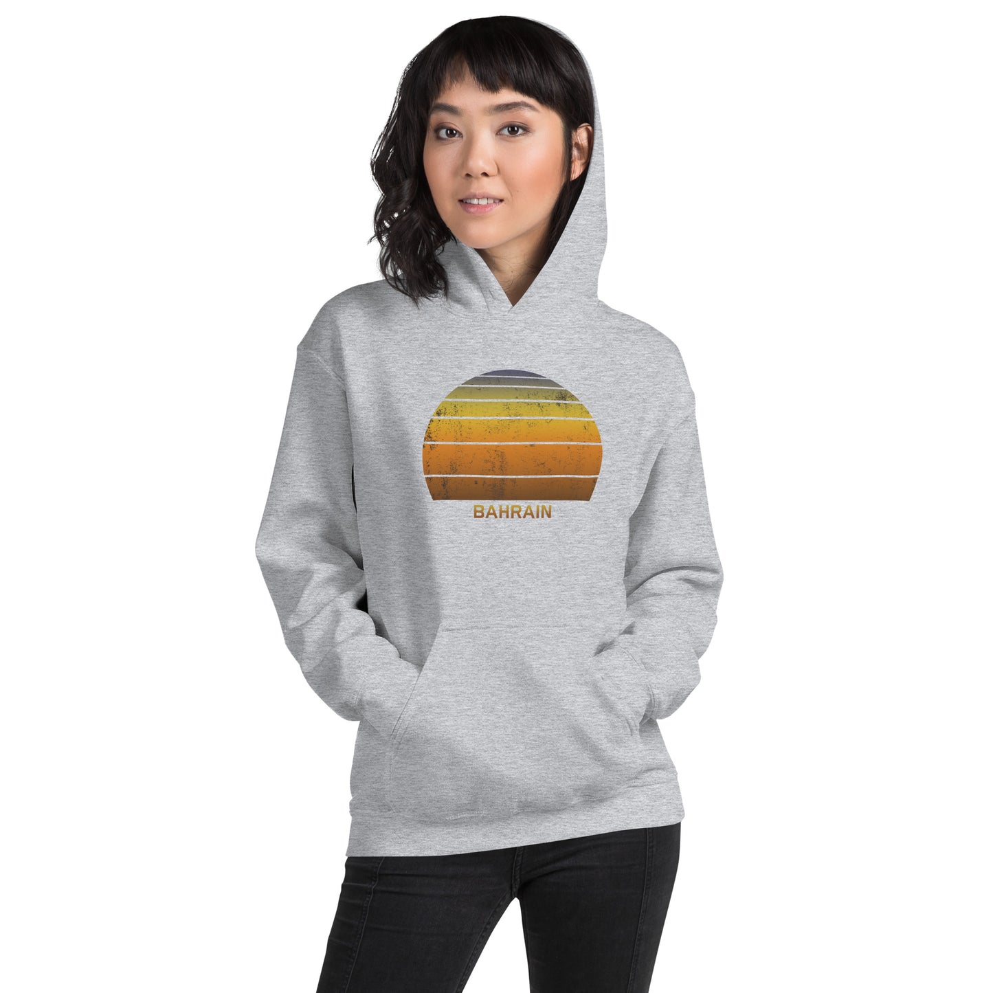 Retro Bahrain Sunset Native Vacation Souvenir Stylish Unisex Hoodie Top Sweatshirt