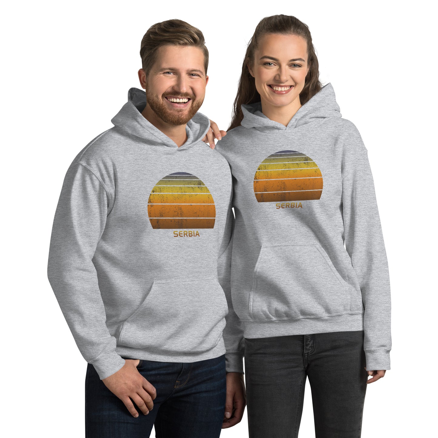 Retro Serbia Sunset Native Vacation Souvenir Stylish Unisex Hoodie Top Sweatshirt