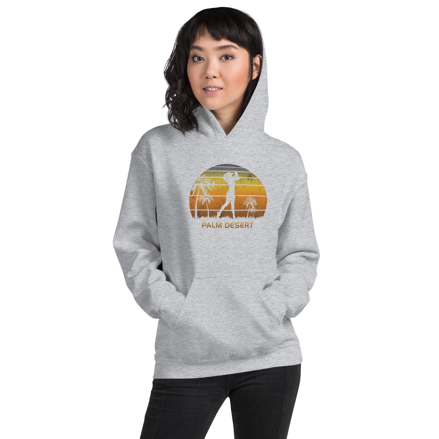 Retro Palm Desert California Women's Golf Golfing Fan Female Unisex Hoodie Top Sweatshirt