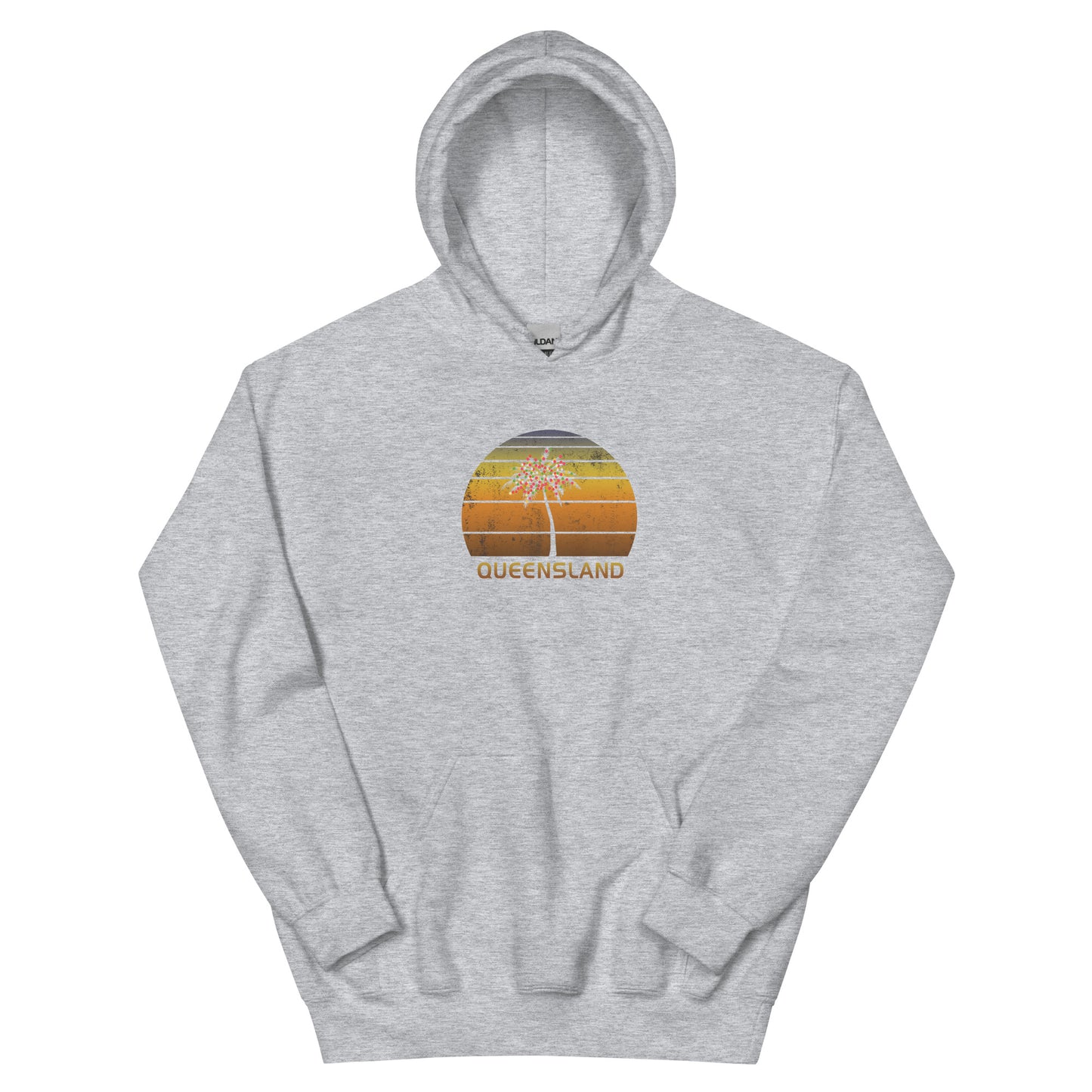 Retro Queensland Australia Unisex Hoodie Top Sweatshirt Christmas Family Vacation Souvenir Sunset