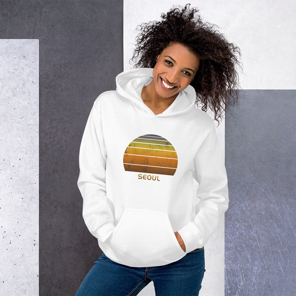 Retro Seoul South Korea Vintage Sunset Vacation Souvenir Unisex Hoodie Top Sweatshirt