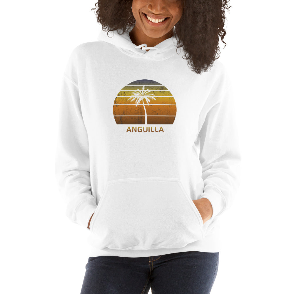 Retro Anguila Vintage Sunset Beach Vacation Souvenir Unisex Hoodie Top Sweatshirt