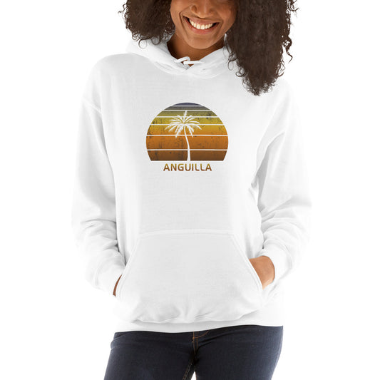 Retro Anguila Vintage Sunset Beach Vacation Souvenir Unisex Hoodie Top Sweatshirt