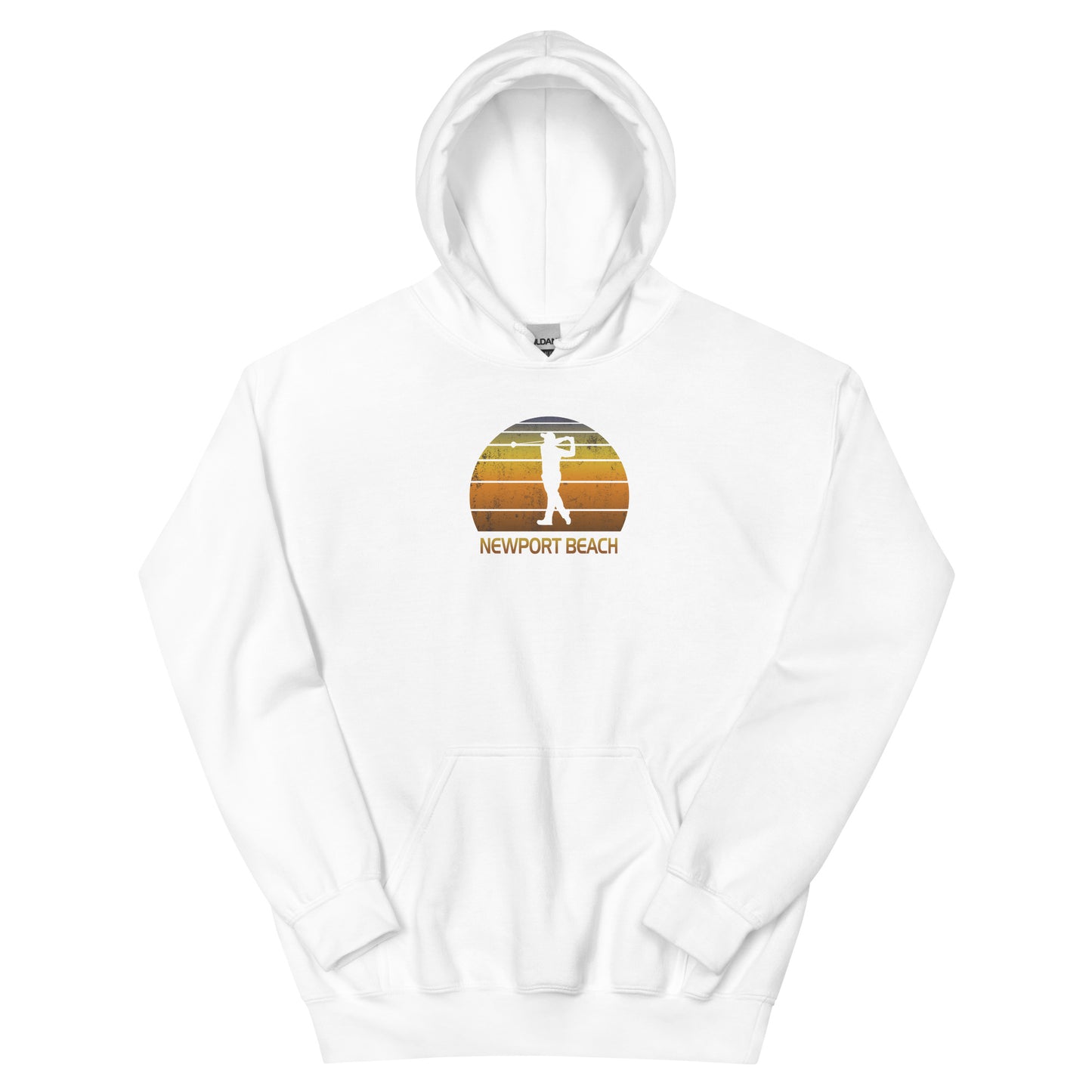 Cool Newport Beach California Golf Vintage Sunset Golfer Retro Unisex Hoodie Top Sweatshirt