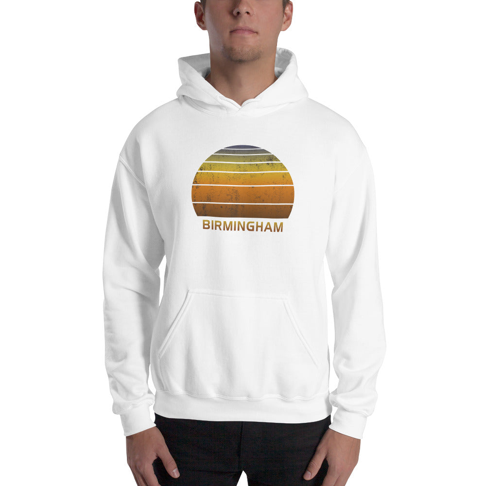 Retro Birmingham United Kingdom Vintage Sunset Vacation Souvenir Unisex Hoodie Top Sweatshirt