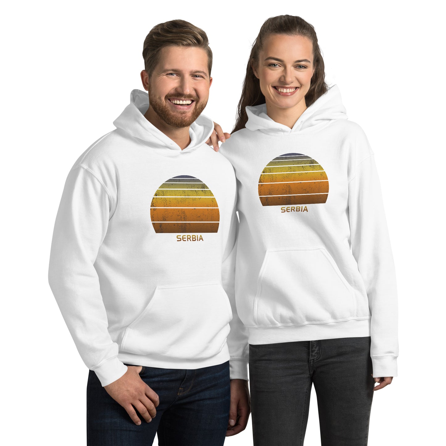 Retro Serbia Sunset Native Vacation Souvenir Stylish Unisex Hoodie Top Sweatshirt