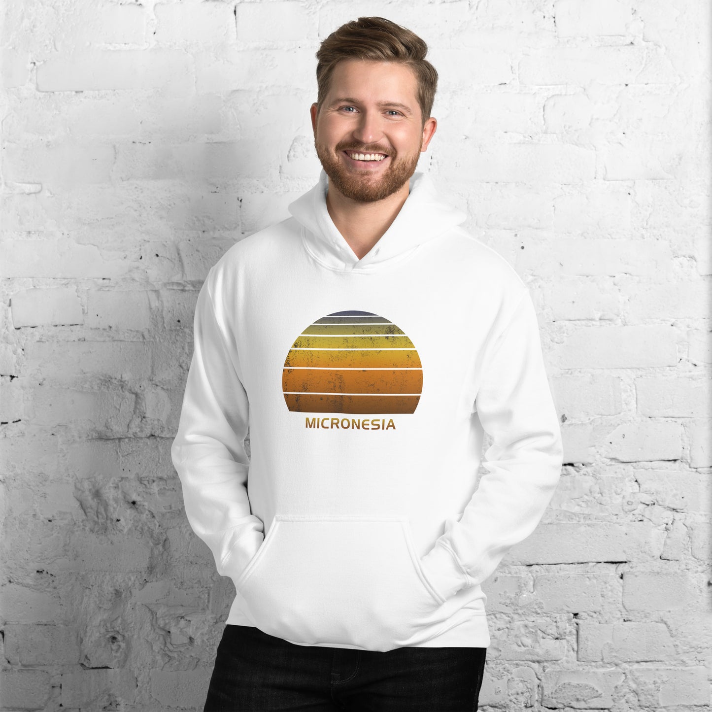 Retro Micronesia Sunset Native Vacation Souvenir Stylish Unisex Hoodie Top Sweatshirt