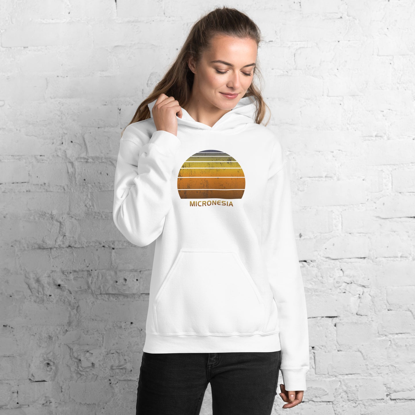 Retro Micronesia Sunset Native Vacation Souvenir Stylish Unisex Hoodie Top Sweatshirt