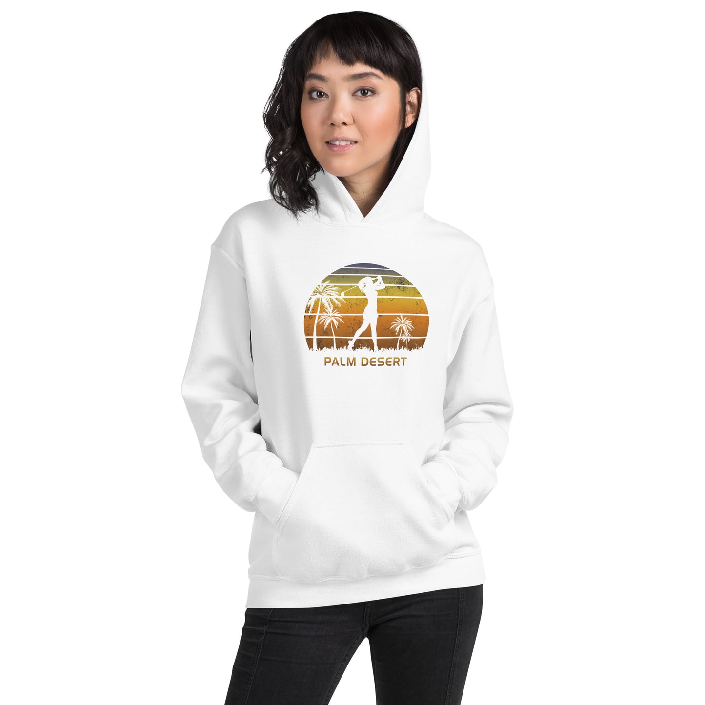 Retro Palm Desert California Women's Golf Golfing Fan Female Unisex Hoodie Top Sweatshirt