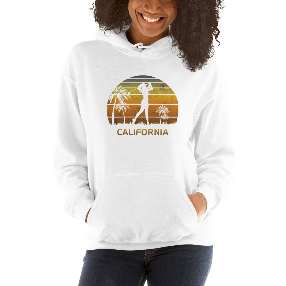 Retro California Women's Golf Golfing Fan Female Golfer Unisex Hoodie Top Sweatshirt