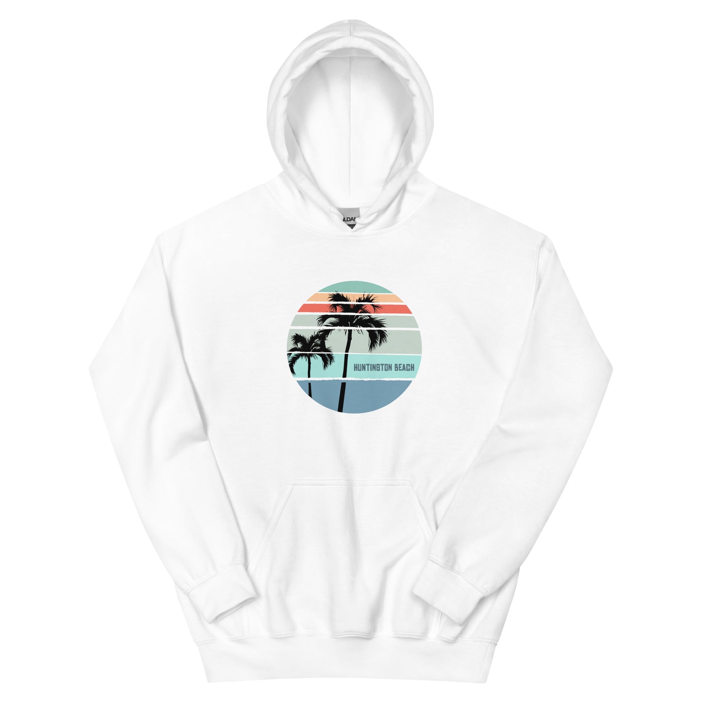 Cool Huntington Beach California Palm Tree Vacation Souvenir Artistic Unisex Hoodie Top Sweatshirt