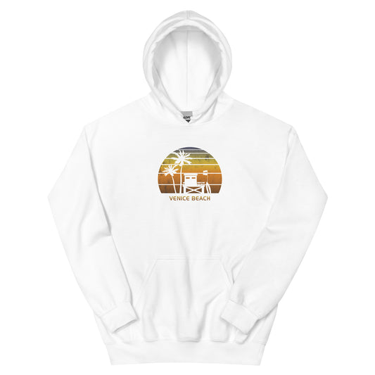 Retro Venice Beach California Unisex Hoodie Top Sweatshirt Sunset Surfing Palm Tree Vacation