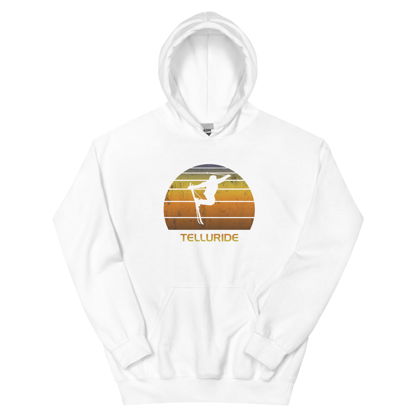 Retro Telluride Colorado Unisex Hoodie Top Sweatshirt Ski Fan Skier Gift Skiing Sunset Vintage Sunrise