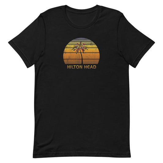 Retro Hilton Head Christmas Family Vacation Souvenir Sunset Unisex T-Shirt