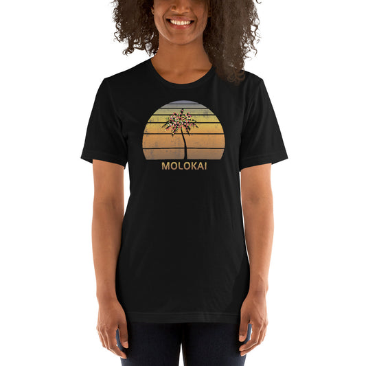 Retro Molokai Hawaii Christmas Family Vacation Souvenir Sunset Unisex T-Shirt