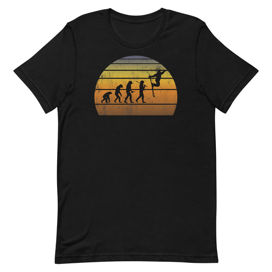 Human Evolution Skier Fan Player Fan Sports Ski Vintage Sunset Unisex T-Shirt