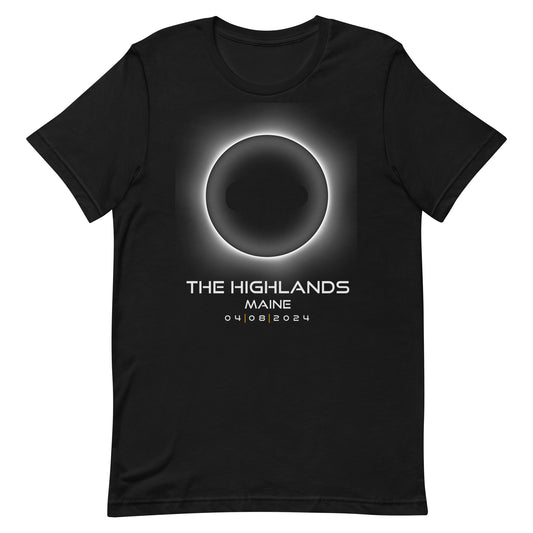 2024 The Highlands Maine Eclipse Souvenir Memento April 8 Solar Unisex T-Shirt