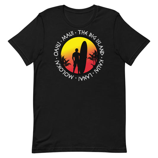 Hawaii Surfing Cool Sunset Palm Tree Surf Unisex t-shirt