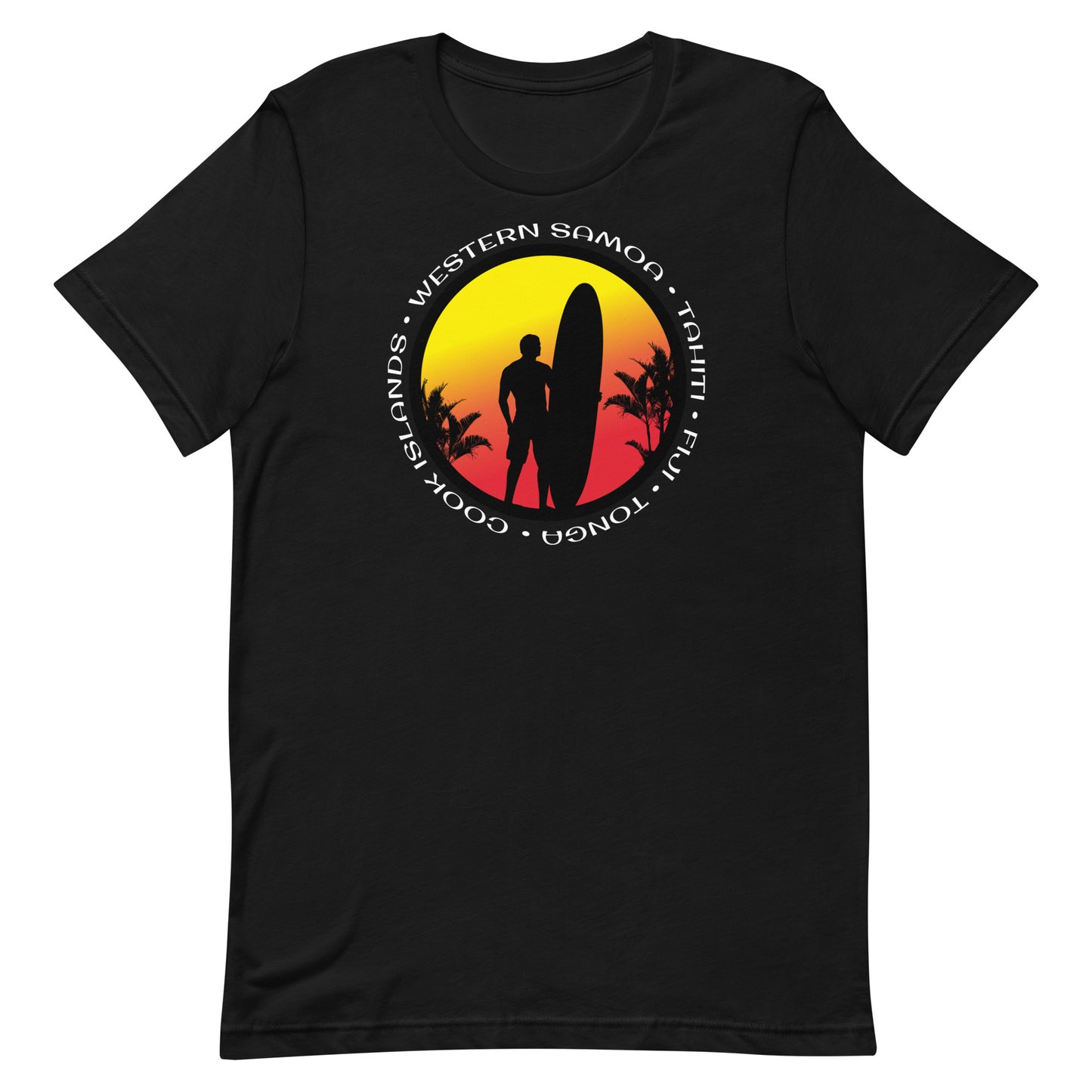 Pacific Islands Surfing Cool Sunset Palm Tree Surf Unisex T-Shirt