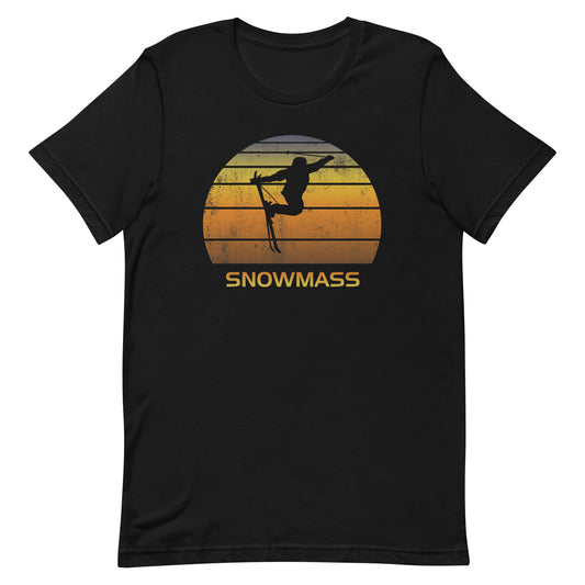 Retro Snowmass Colorado Ski Fan Skier Gift Skiing Sunset Vintage Sunrise Unisex T-Shirt