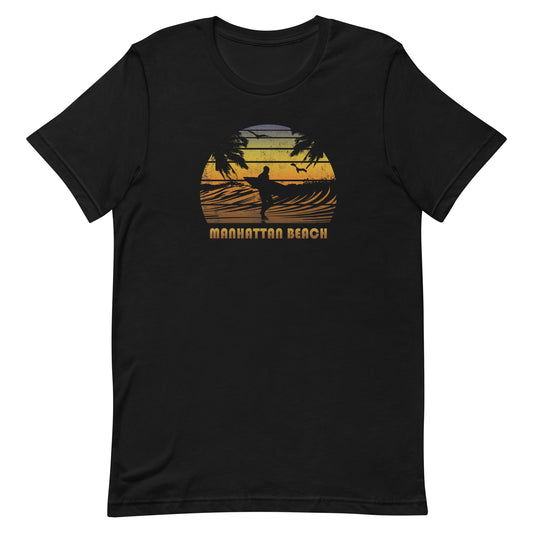 Retro Manhattan Beach California Unisex T-Shirt Surfing Fan Surfer Sunset Souvenir