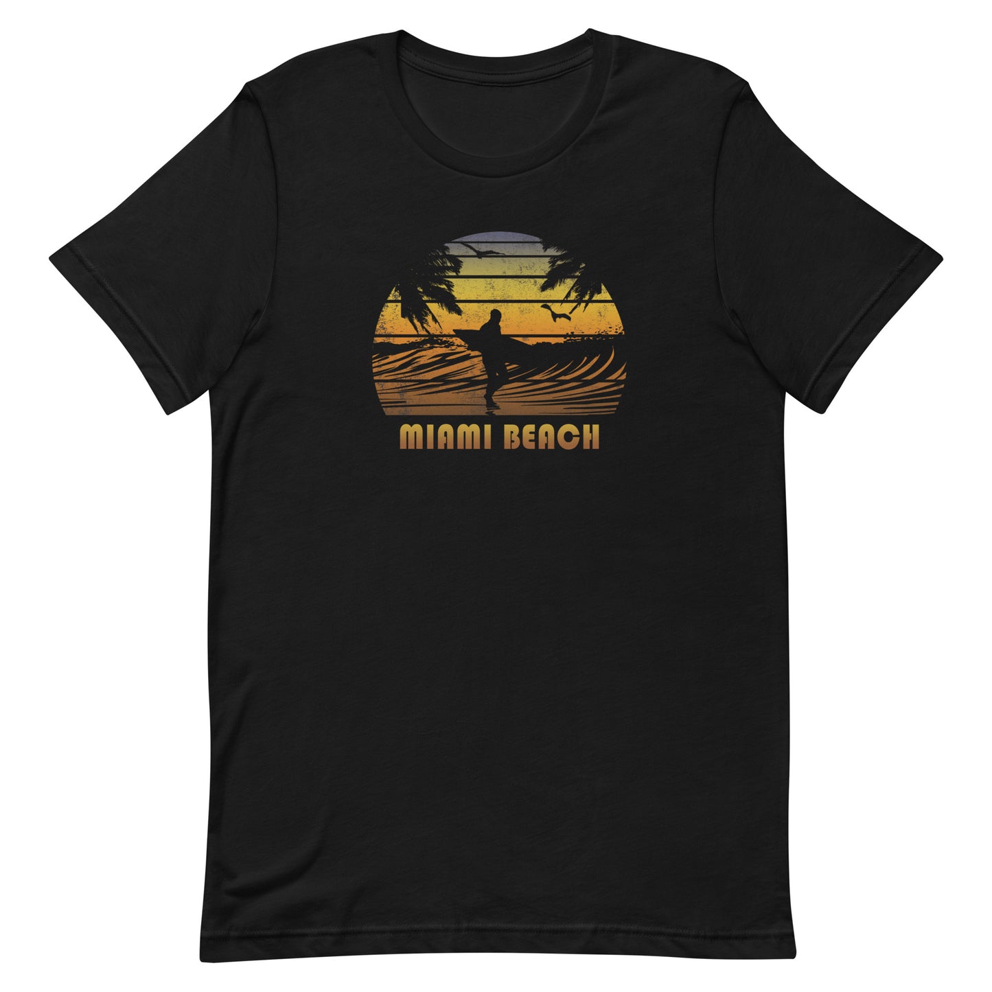 Retro Miami Beach Florida Surfing Fan Surfer Sunset Souvenir Unisex T-Shirt