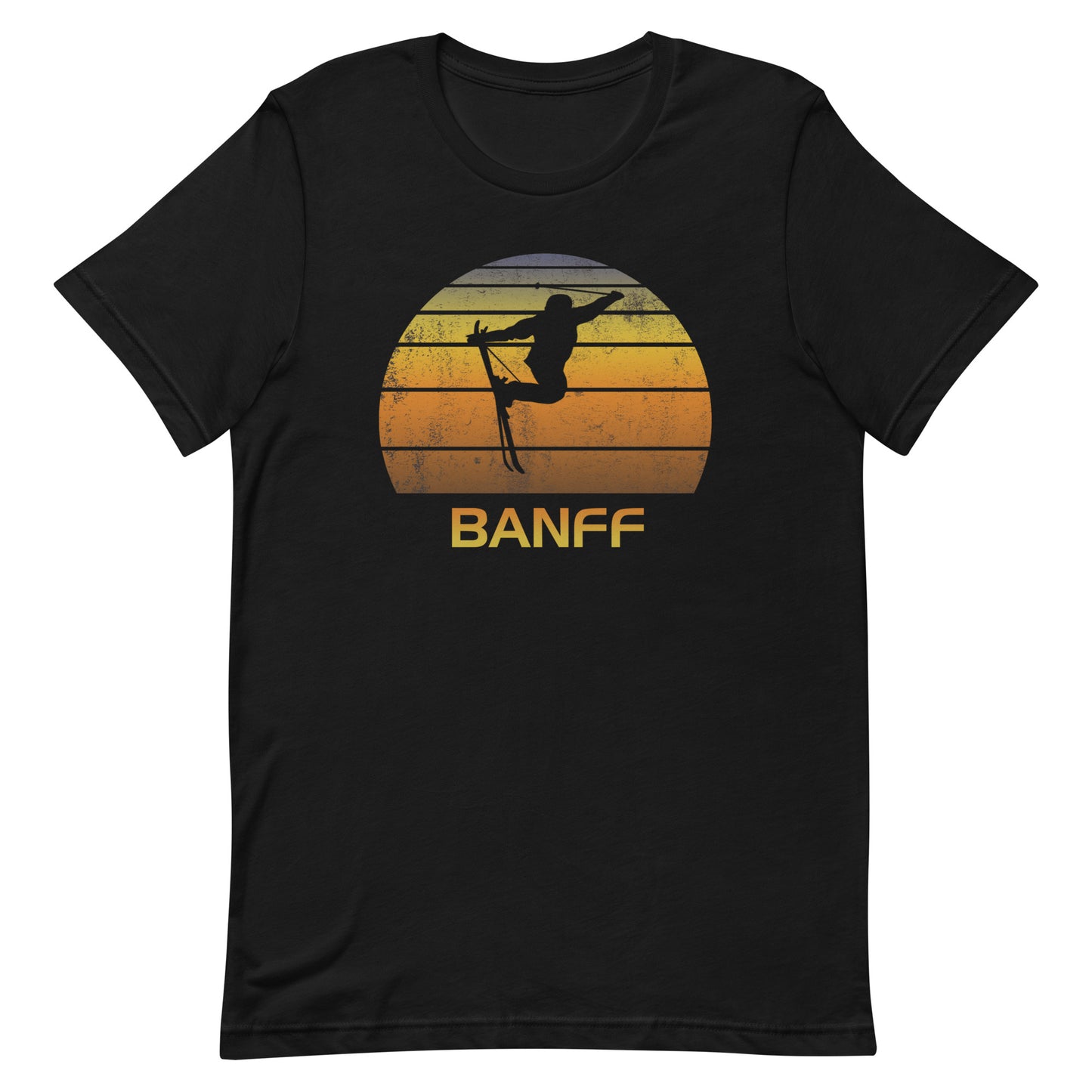 Retro Banff Canada Ski Fan Skier Gift Skiing Sunset Vintage Sunrise Unisex T-Shirt