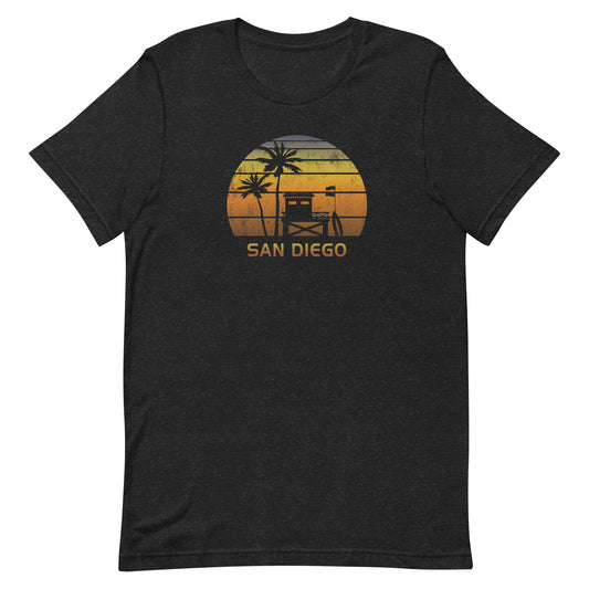 Retro San Diego California Sunset Surfing Palm Tree Vacation Unisex T-Shirt