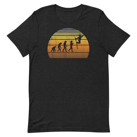 Human Evolution Skier Fan Player Fan Sports Ski Vintage Sunset Unisex T-Shirt