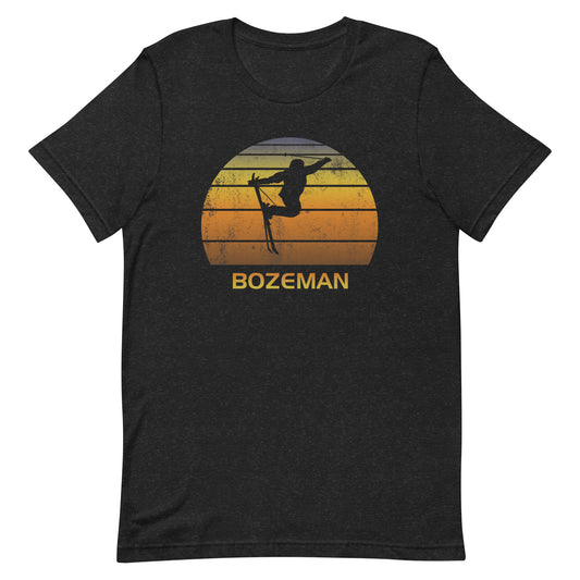 Retro Bozeman Montana Unisex T-Shirt Ski Fan Skier Gift Skiing Sunset Vintage Sunrise