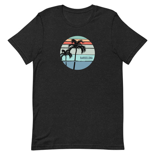 Cool Barcelona Spain Palm Tree Vacation Souvenir Artistic Unisex T-Shirt