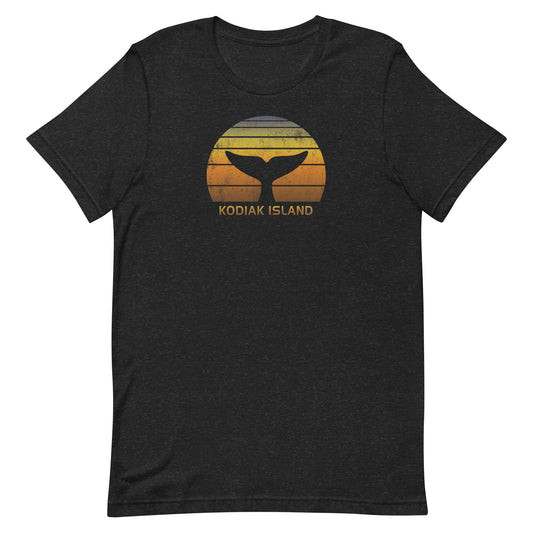 Kodiak Island Alaska Whale Watching Fan Retro Sunset Unisex T-Shirt