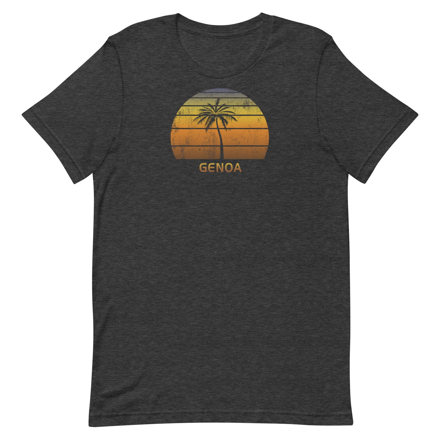 Retro Genoa Italy Vintage Sunset Beach Vacation Souvenir Unisex T-Shirt